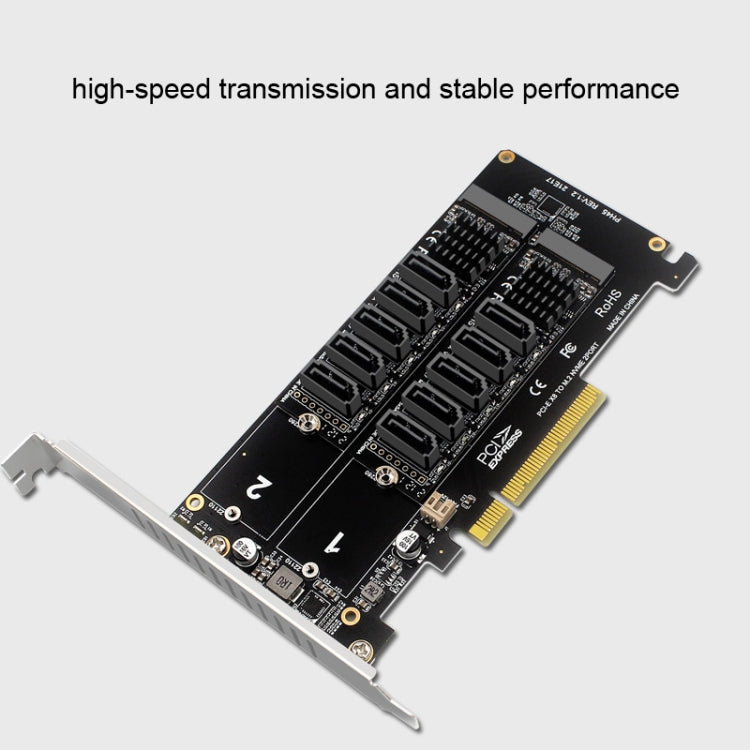 Double NVME Raid PCI-EX8 Split Card To SATA10 Port Transfer Card - Card Adapter by PMC Jewellery | Online Shopping South Africa | PMC Jewellery | Buy Now Pay Later Mobicred