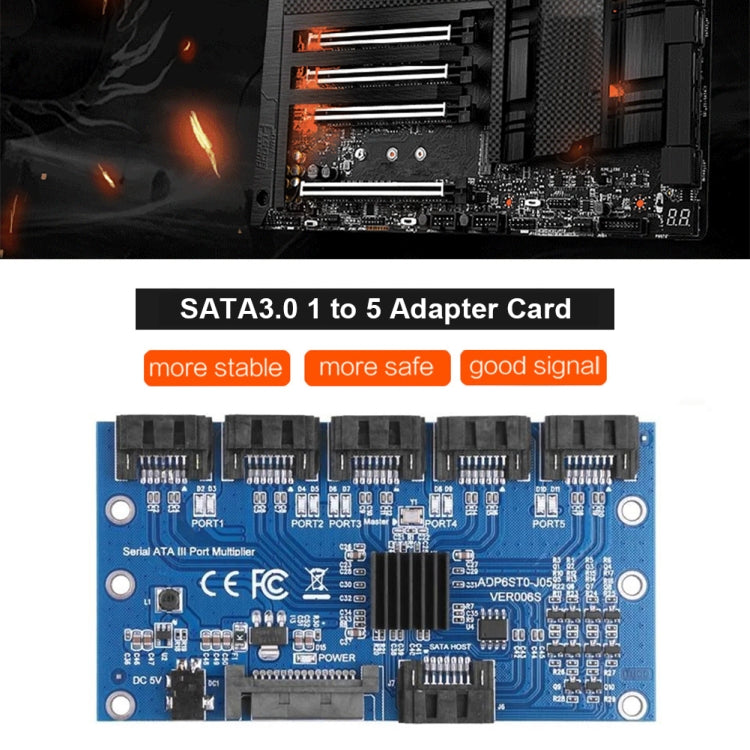 SATA3.0 6Gbps JMB575 Chip SATA Expansion Card 1 to 5 Port Riser Card - Add-on Cards by PMC Jewellery | Online Shopping South Africa | PMC Jewellery | Buy Now Pay Later Mobicred