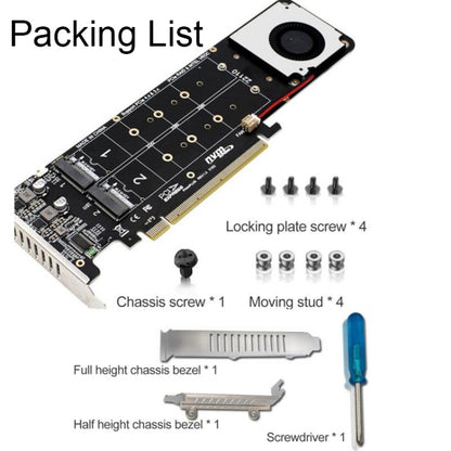 PCI-E X16 to M.2 M-key NVME X4 SSD RAID Array Expansion Adapter Support 2242/2260/2280/22110(PH44Plus) - Card Adapter by PMC Jewellery | Online Shopping South Africa | PMC Jewellery | Buy Now Pay Later Mobicred