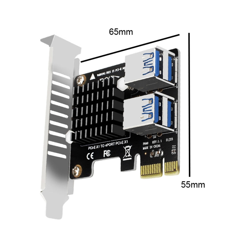 PCIE To PCI-E4 Port USB3.0 Expansion Card Graphics Card Extension(Full High Baffle) - Add-on Cards by PMC Jewellery | Online Shopping South Africa | PMC Jewellery | Buy Now Pay Later Mobicred