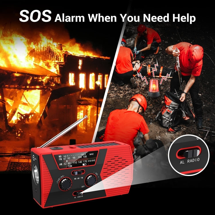 AM/FM/NoAA 2000mAh Emergency Radio Portable Hand Crank Solar Powered Radio(Red) - Radio Player by PMC Jewellery | Online Shopping South Africa | PMC Jewellery | Buy Now Pay Later Mobicred