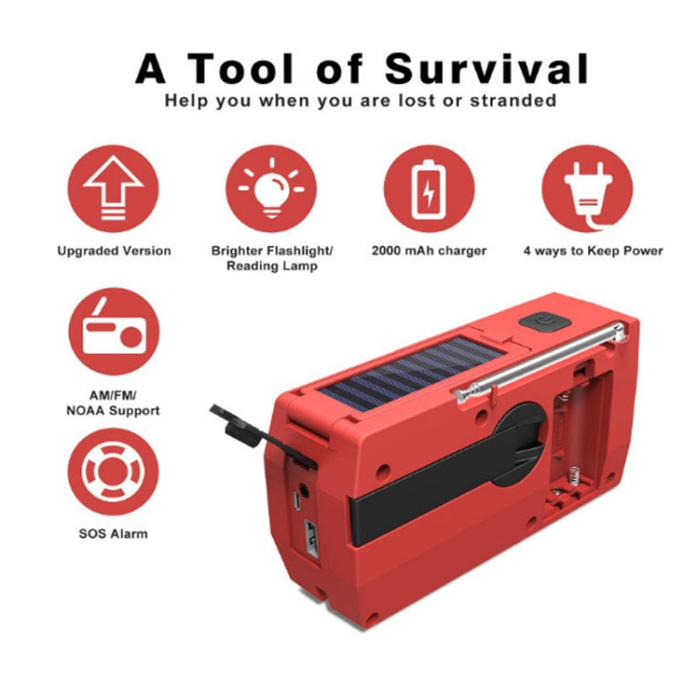 AM/FM/NoAA 2000mAh Emergency Radio Portable Hand Crank Solar Powered Radio(Green) - Radio Player by PMC Jewellery | Online Shopping South Africa | PMC Jewellery | Buy Now Pay Later Mobicred