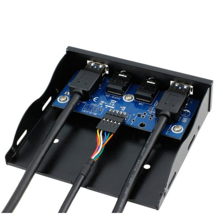 3.5-Inch  2 USB 3.0+HD AUDIO Port Desktop PC Floppy Drive Front Panel(Black) - Computer Cases & Towers by PMC TechLife | Online Shopping South Africa | PMC TechLife