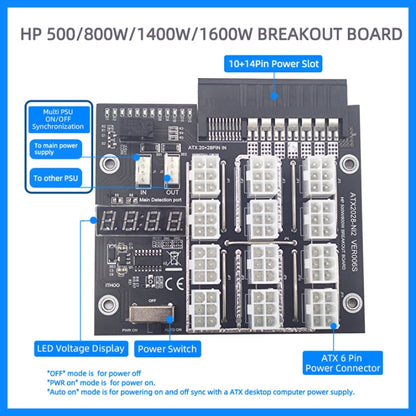 2200W To 6P Graphics Card Power Board For HP Server Power Supply(Black) - Card Adapter by PMC Jewellery | Online Shopping South Africa | PMC Jewellery | Buy Now Pay Later Mobicred