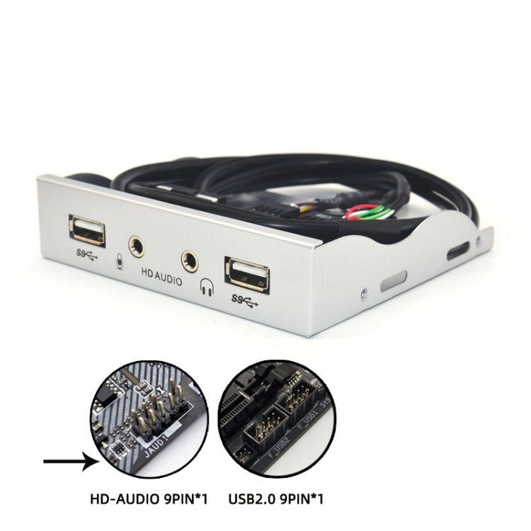 3.5-Inch  2 USB 2.0+HD AUDIO Port Desktop PC Case Floppy Drive Front Panel(Silver White) - Computer Cases & Towers by PMC Jewellery | Online Shopping South Africa | PMC Jewellery | Buy Now Pay Later Mobicred