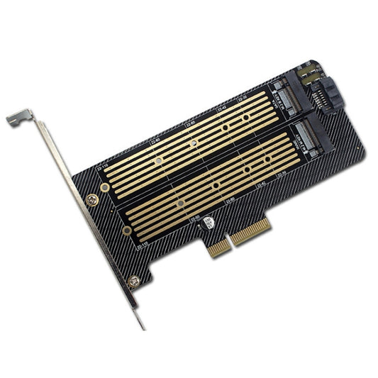 M.2 NVME NGFF SSD To PCIE SATA Dual Disk Conversion Expansion Card Supports MKEY BKEY Wiring(Black) - Add-on Cards by PMC Jewellery | Online Shopping South Africa | PMC Jewellery