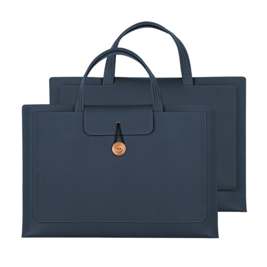 15.4/16 inch Elastic Button Laptop Waterproof PU Handbag(Navy) - 15 inch by PMC Jewellery | Online Shopping South Africa | PMC Jewellery | Buy Now Pay Later Mobicred