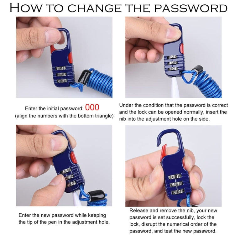 Helmet Anti Theft Password Lock Motorcycle Car Basket Soft Lock(Blue) - free shipping - PMC TechLife - Order now!