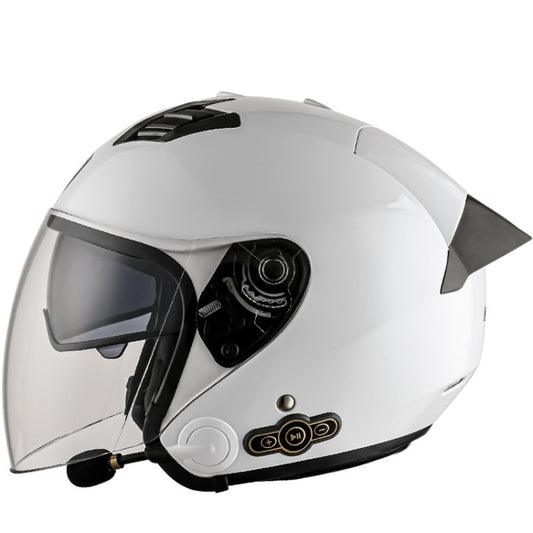 KUQIBAO Motorcycle Smart Bluetooth Sun Protection Double Lens Safety Helmet, Size: L(White+Gray Tail) - Helmets by KUQIBAO | Online Shopping South Africa | PMC Jewellery | Buy Now Pay Later Mobicred