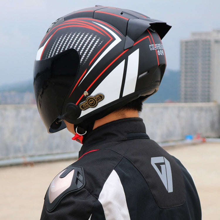 KUQIBAO Motorcycle Smart Bluetooth Sun Protection Double Lens Safety Helmet, Size: XXL(Bright Black Phantom Fiber+Black Tail) - Helmets by KUQIBAO | Online Shopping South Africa | PMC Jewellery | Buy Now Pay Later Mobicred