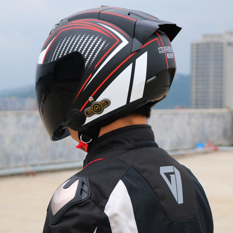 KUQIBAO Motorcycle Smart Bluetooth Sun Protection Double Lens Safety Helmet, Size: M(White Phantom Fiber+Gray Tail) - Helmets by KUQIBAO | Online Shopping South Africa | PMC Jewellery | Buy Now Pay Later Mobicred