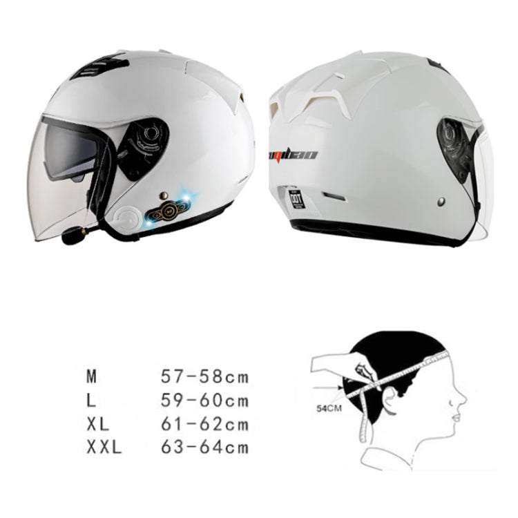 KUQIBAO Motorcycle Smart Bluetooth Sun Protection Double Lens Safety Helmet, Size: L(White Phantom Fiber+Gray Tail) - Helmets by KUQIBAO | Online Shopping South Africa | PMC Jewellery | Buy Now Pay Later Mobicred