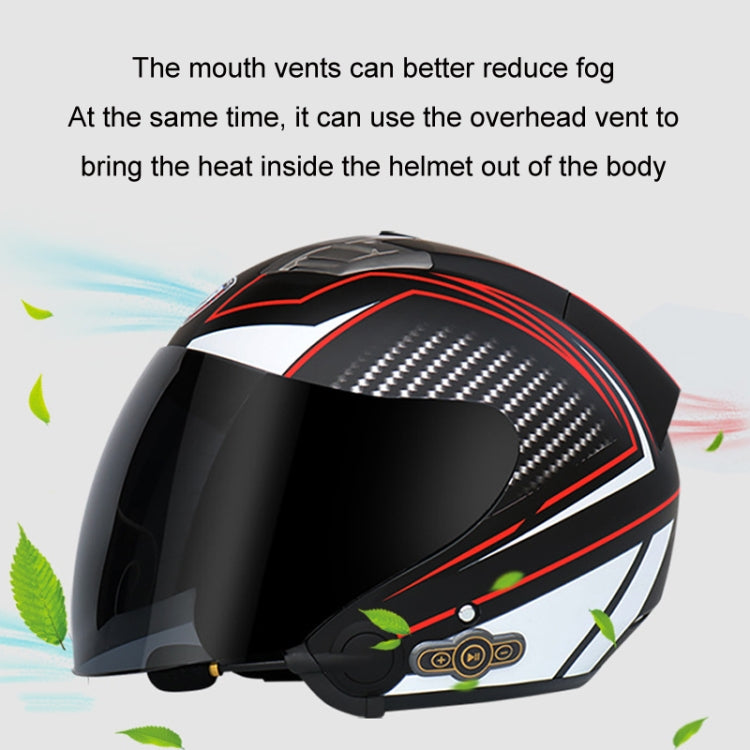 KUQIBAO Motorcycle Smart Bluetooth Sun Protection Double Lens Safety Helmet, Size: XL(White+Black Tail) - Helmets by KUQIBAO | Online Shopping South Africa | PMC Jewellery | Buy Now Pay Later Mobicred