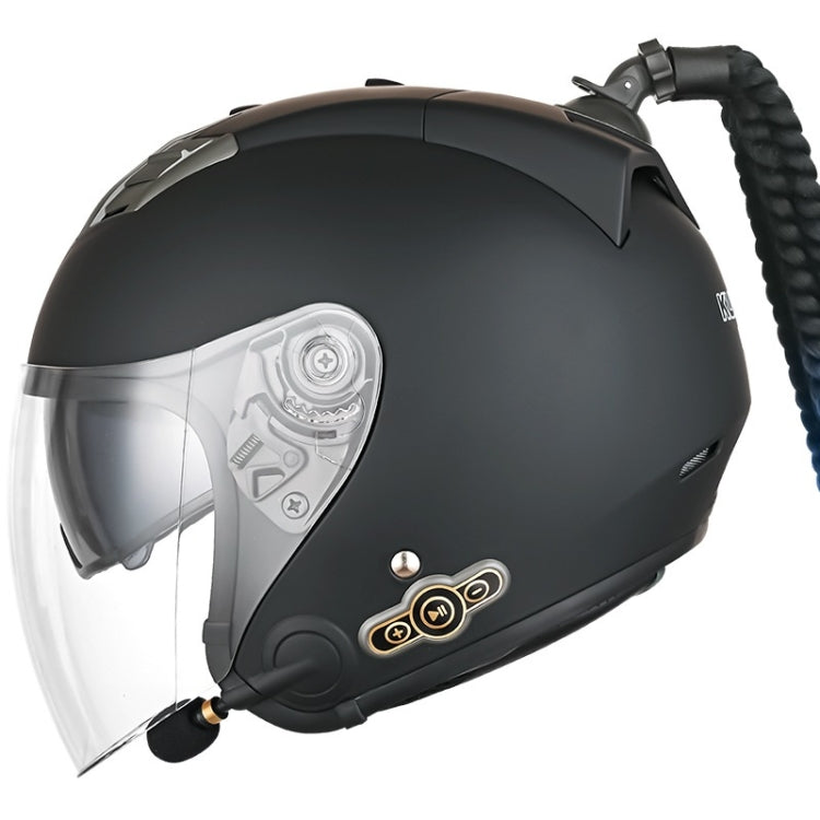 KUQIBAO Motorcycle Bluetooth Headset Double Lens Helmet With Braid, Size: M(Scrub Black) - free shipping - PMC TechLife - Order now!