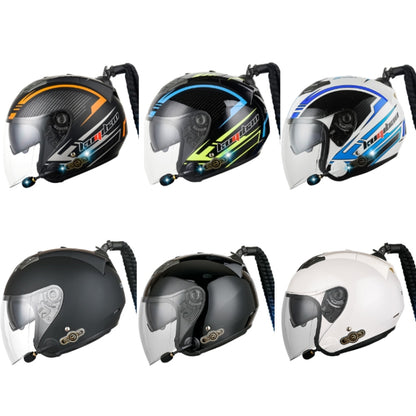 KUQIBAO Motorcycle Bluetooth Headset Double Lens Helmet With Braid, Size: XXL(Fruits Black Phantom Fiber) - Helmets by KUQIBAO | Online Shopping South Africa | PMC Jewellery | Buy Now Pay Later Mobicred