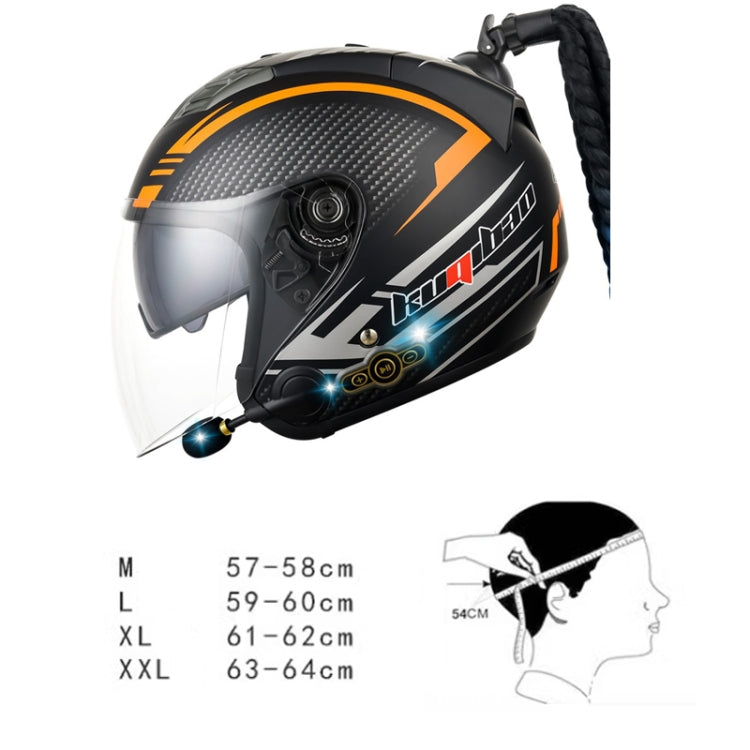 KUQIBAO Motorcycle Bluetooth Headset Double Lens Helmet With Braid, Size: XXL(Fruits Black Phantom Fiber) - Helmets by KUQIBAO | Online Shopping South Africa | PMC Jewellery | Buy Now Pay Later Mobicred