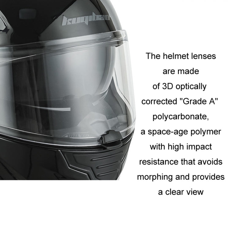 KUQIBAO Motorcycle Dual Lens Anti-Fog Helmet With LED Light, Size: XXL(Matte Black) - Helmets by KUQIBAO | Online Shopping South Africa | PMC Jewellery | Buy Now Pay Later Mobicred