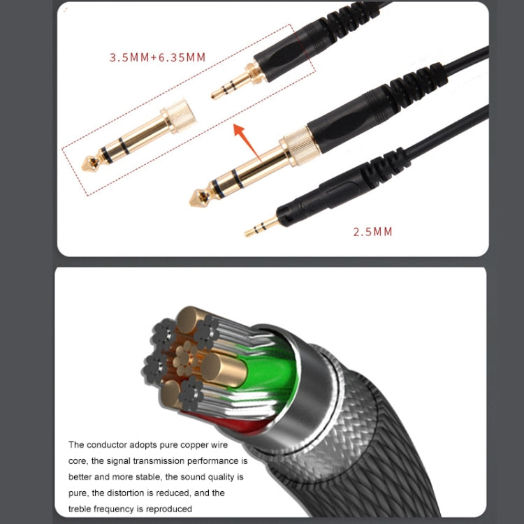2m For ATH-M50X / M40X / M60X / M70X Headset Audio Cable Replacement Cable(Black) - Headset Accessories by PMC TechLife | Online Shopping South Africa | PMC TechLife