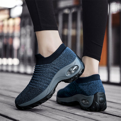 Sock Sneakers Women Walking Shoes  Air Cushion Casual Running Shoes, Size: 39(Blue -gray) - Flat Shoes by PMC Jewellery | Online Shopping South Africa | PMC Jewellery