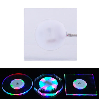 100x10mm Square USB Charging LED Light Up Acrylic Coaster Transparent Crystal Base(Colorful Light) - Car Drink Holders by PMC Jewellery | Online Shopping South Africa | PMC Jewellery | Buy Now Pay Later Mobicred