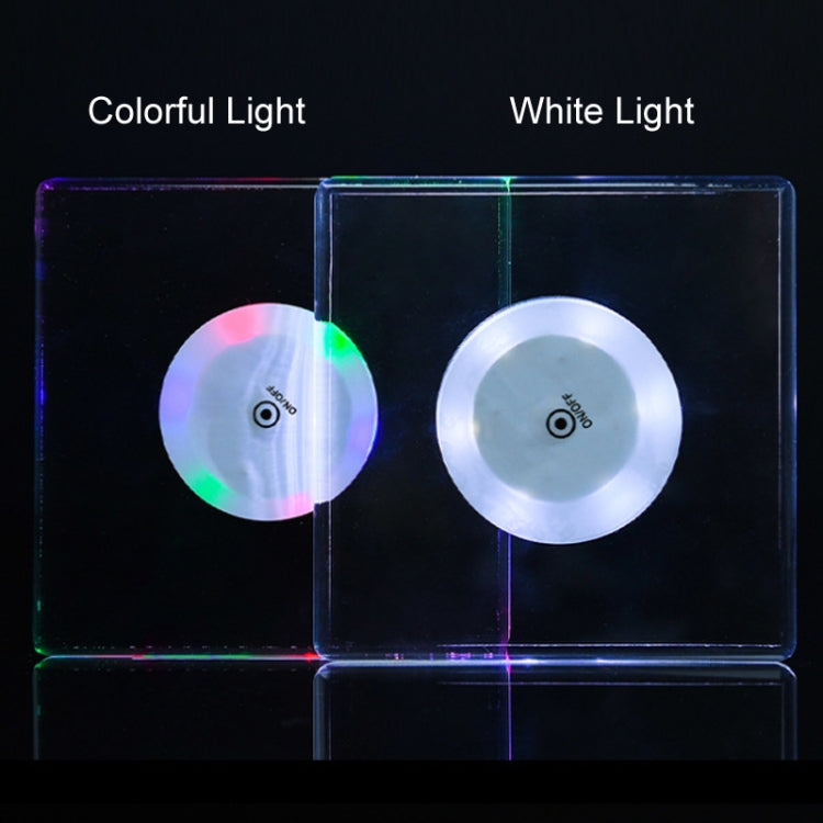 100x10mm Round USB Charging LED Light Up Acrylic Coaster Transparent Crystal Base(Colorful Light) - Car Drink Holders by PMC Jewellery | Online Shopping South Africa | PMC Jewellery | Buy Now Pay Later Mobicred