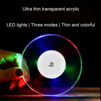 100x10mm Square USB Charging LED Light Up Acrylic Coaster Transparent Crystal Base(White Light) - Car Drink Holders by PMC Jewellery | Online Shopping South Africa | PMC Jewellery | Buy Now Pay Later Mobicred