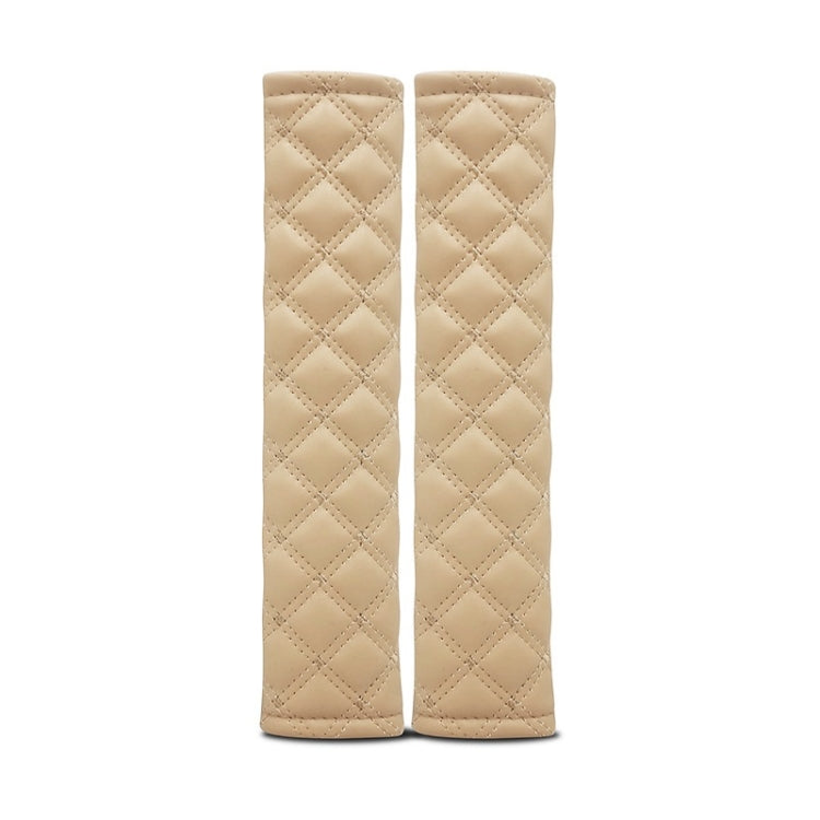 Rhombus Leather Seat Belt Shoulder Protector Pads, Color: Beige - Seat Belts & Padding by PMC Jewellery | Online Shopping South Africa | PMC Jewellery | Buy Now Pay Later Mobicred