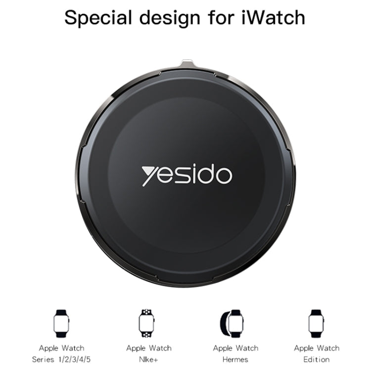 Yesido DS18 For Apple Watch Zinc Alloy Watch Charger Mini Strong Magnetic Wireless Charging(Black) - Charger / Holder by Yesido | Online Shopping South Africa | PMC Jewellery | Buy Now Pay Later Mobicred