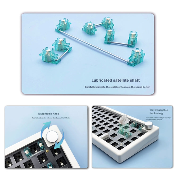 67 Keys Three-mode Customized DIY With Knob Mechanical Keyboard Kit Supports Hot Plug RGB Backlight, Color: Blue - Other by PMC Jewellery | Online Shopping South Africa | PMC Jewellery | Buy Now Pay Later Mobicred