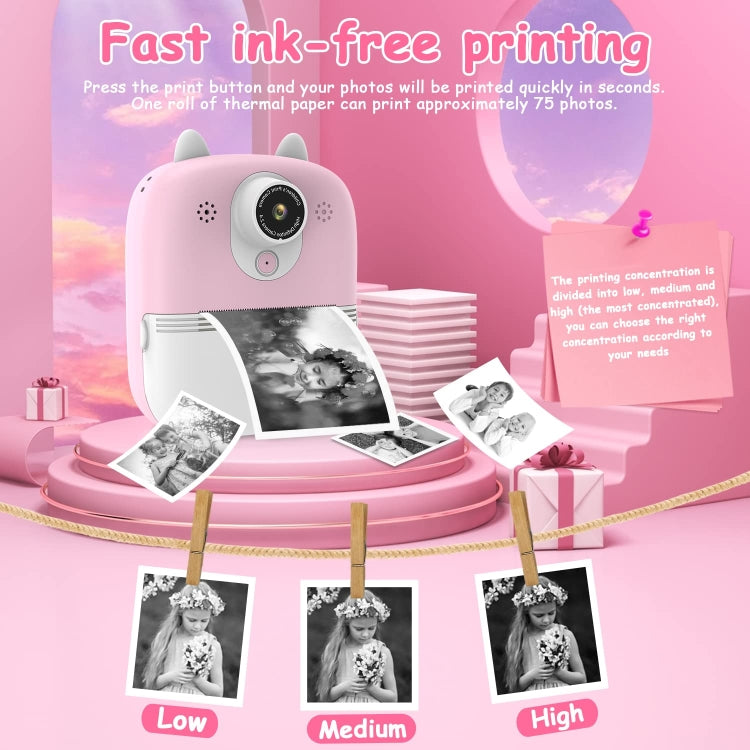 1200W Pixel  2.4 Inch Display Children Print Instant Camera Standard Pink - Children Cameras by PMC Jewellery | Online Shopping South Africa | PMC Jewellery | Buy Now Pay Later Mobicred