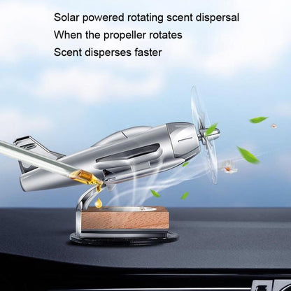 Solar Car Airplane Ornament Solid Aroma Diffuser Car Rotating Decoration Items(Silver) - Air Purifier by PMC Jewellery | Online Shopping South Africa | PMC Jewellery | Buy Now Pay Later Mobicred