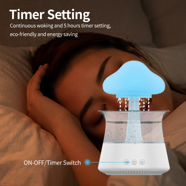 CH06 300ml Rain Humidifier Mushroom Cloud Colorful Night Lamp Aromatherapy Machine, Style: With Remote Controller(White) - free shipping - PMC TechLife - Order now!