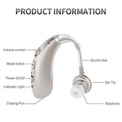 USB Charging Earhook Noise Reduction Hearing Aid Sound Amplifier(Silver) - Hearing Aids by PMC Jewellery | Online Shopping South Africa | PMC Jewellery