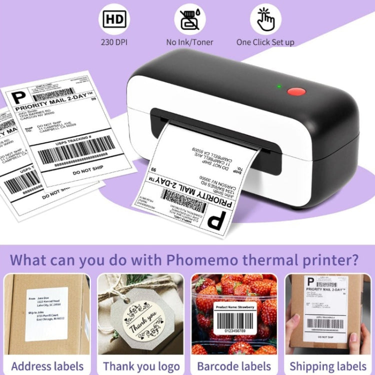 Phomemo PM246S Address Label Printer Thermal Paper Express E-Manifest Printer, Size: EU(Black) - Printer by Phomemo | Online Shopping South Africa | PMC Jewellery | Buy Now Pay Later Mobicred