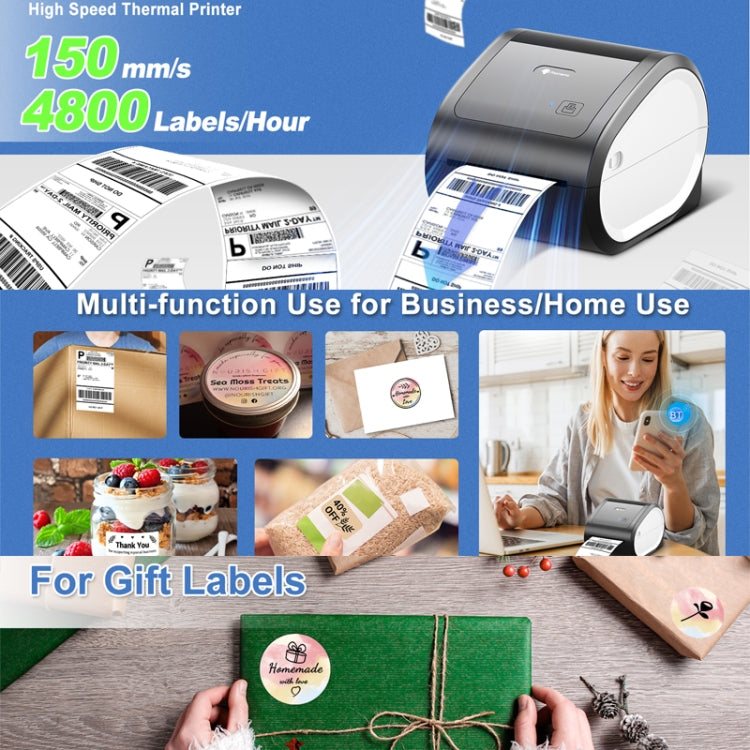 Phomemo D520-BT Bluetooth Thermal Shipping Label Printer Wireless Desktop Printer For Barcode Address Labels, Size: US(Pink White) - free shipping - PMC TechLife - Order now!