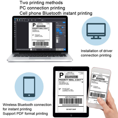 Phomemo PM241-BT Bluetooth Address Label Printer Thermal Shipping Package Label Maker, Size: EU(Black White) - Printer by Phomemo | Online Shopping South Africa | PMC Jewellery | Buy Now Pay Later Mobicred