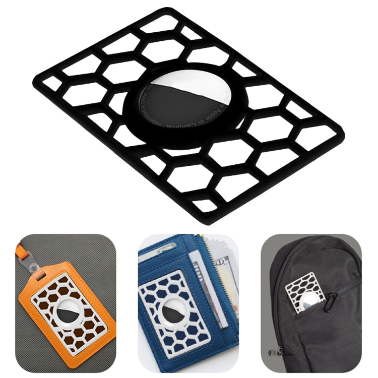 For Airtag Location Tracker Card Shape Honeycomb Protective Cover(Black) - Other by PMC Jewellery | Online Shopping South Africa | PMC Jewellery