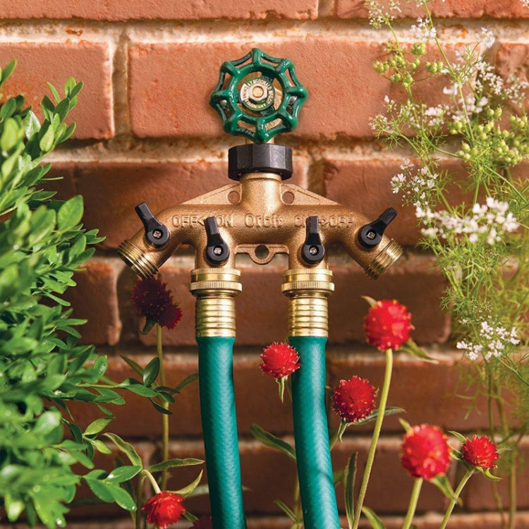 Garden Watering Agricultural Irrigation Family Car Wash Faucet Copper 4-way Ball Valve Water Divider(European Thread) - Watering & Irrigation by PMC Jewellery | Online Shopping South Africa | PMC Jewellery