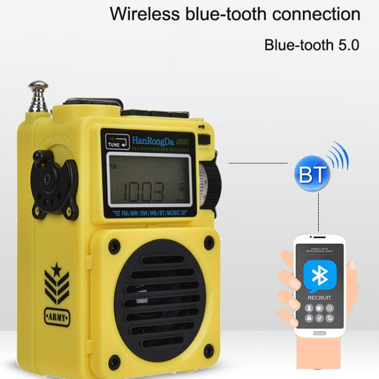 HanRongda HRD-701 Portable Full Band Radio Subwoofer Bluetooth TF Card Digital Display Radio(Yellow) - Radio Player by HanRongda | Online Shopping South Africa | PMC Jewellery | Buy Now Pay Later Mobicred