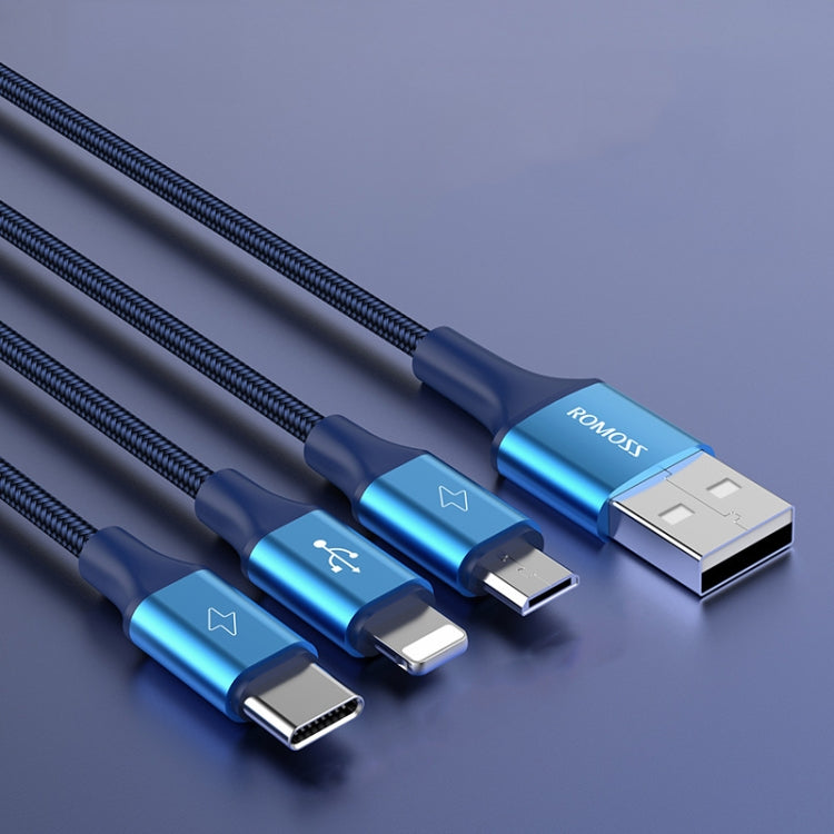 ROMOSS CB25 3 In 1 3.5A  8 Pin + Micro USB + Type C/USB-C Cable 1.5m(Blue) - Multifunction Cable by ROMOSS | Online Shopping South Africa | PMC Jewellery | Buy Now Pay Later Mobicred