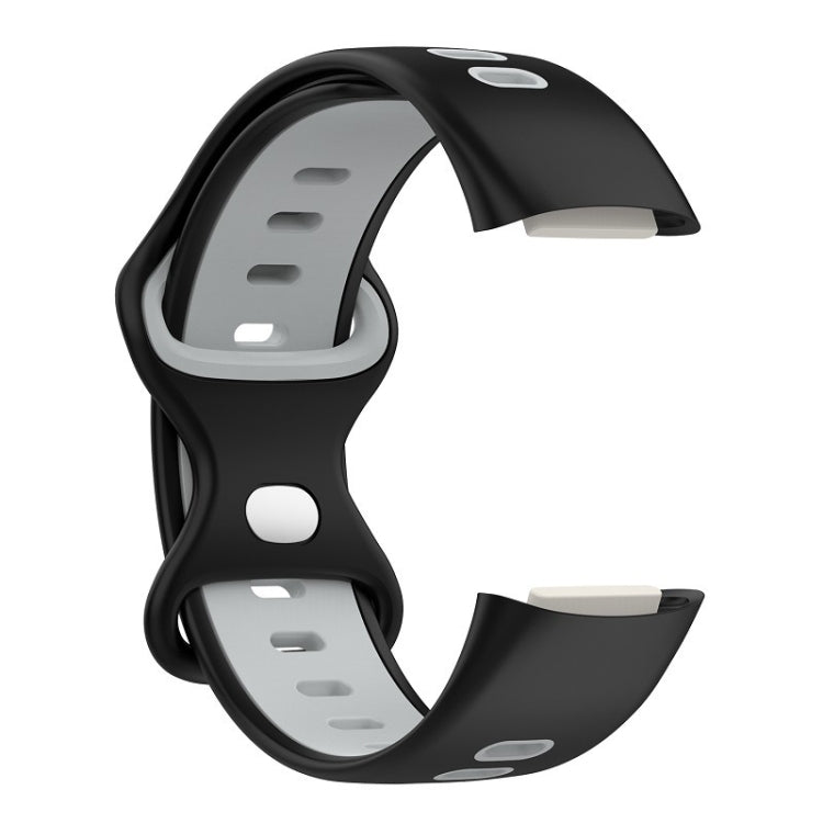 For Fitbit Charge 5 Smart Watch Sports Waterproof Two-Color Silicone Band(Black Gray) - Watch Bands by PMC Jewellery | Online Shopping South Africa | PMC Jewellery | Buy Now Pay Later Mobicred