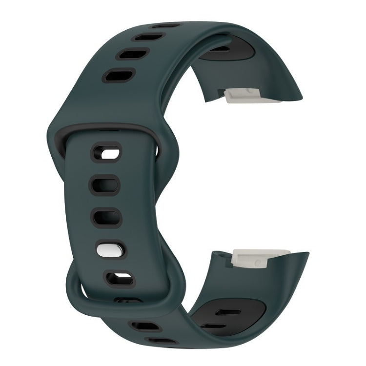 For Fitbit Charge 5 Smart Watch Sports Waterproof Two-Color Silicone Band(Olive Green Black) - Watch Bands by PMC Jewellery | Online Shopping South Africa | PMC Jewellery | Buy Now Pay Later Mobicred