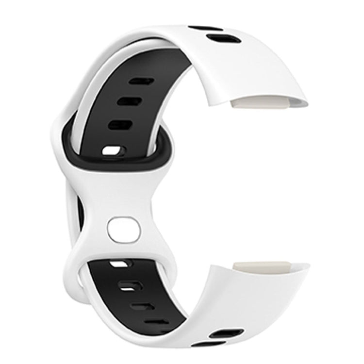 For Fitbit Charge 5 Smart Watch Sports Waterproof Two-Color Silicone Band(White Black) - Watch Bands by PMC Jewellery | Online Shopping South Africa | PMC Jewellery | Buy Now Pay Later Mobicred