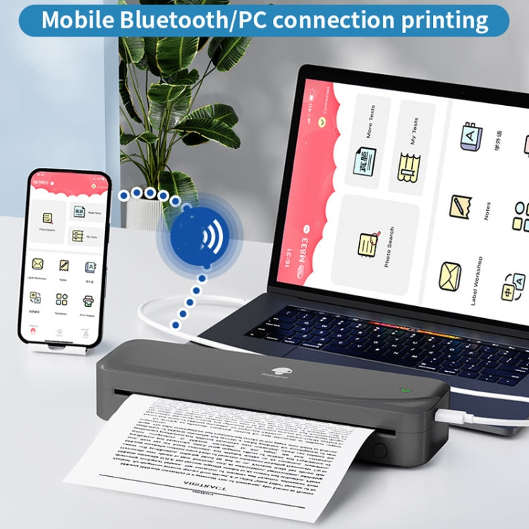 Phomemo M833  300dpi Wireless Bluetooth Thermal Printer Support Multi-Size Thermal Paper(Black) - Printer by Phomemo | Online Shopping South Africa | PMC Jewellery | Buy Now Pay Later Mobicred