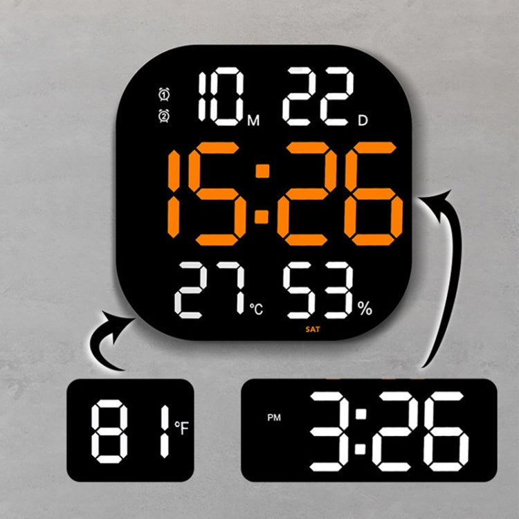 13-Inch LED Acrylic Electronic Clock Large-Screen Square Wall Clock With Timing Temperature Humidity(6632 Orange White Green) - Wall Clock by PMC Jewellery | Online Shopping South Africa | PMC Jewellery