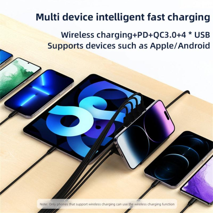 PD 20W +QC 3.0 Wireless Charging+6 Ports Multi-function Charger(UK Plug) - Multifunction Charger by PMC Jewellery | Online Shopping South Africa | PMC Jewellery | Buy Now Pay Later Mobicred