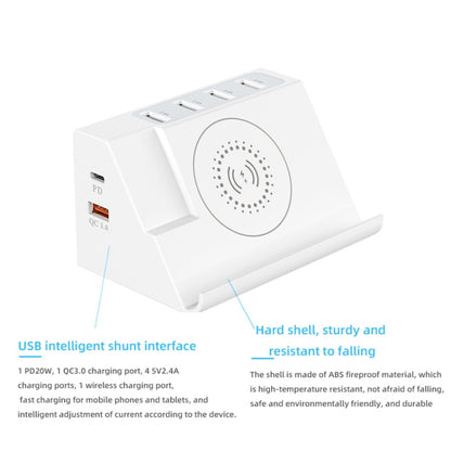 PD 20W +QC 3.0 Wireless Charging+6 Ports Multi-function Charger(EU Plug) - Multifunction Charger by PMC Jewellery | Online Shopping South Africa | PMC Jewellery | Buy Now Pay Later Mobicred