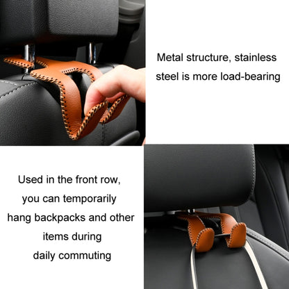 Car Double Hook Stainless Steel Rear Headrest Mobile Phone Holder(Brown) - Auto Fastener & Clips by PMC Jewellery | Online Shopping South Africa | PMC Jewellery | Buy Now Pay Later Mobicred