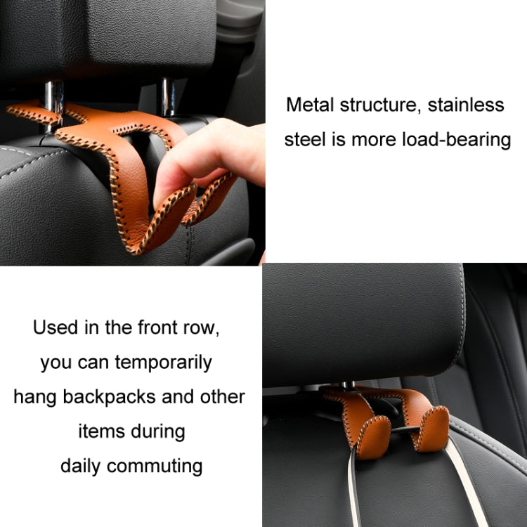 Car Double Hook Stainless Steel Rear Headrest Mobile Phone Holder(Gray) - Auto Fastener & Clips by PMC Jewellery | Online Shopping South Africa | PMC Jewellery | Buy Now Pay Later Mobicred