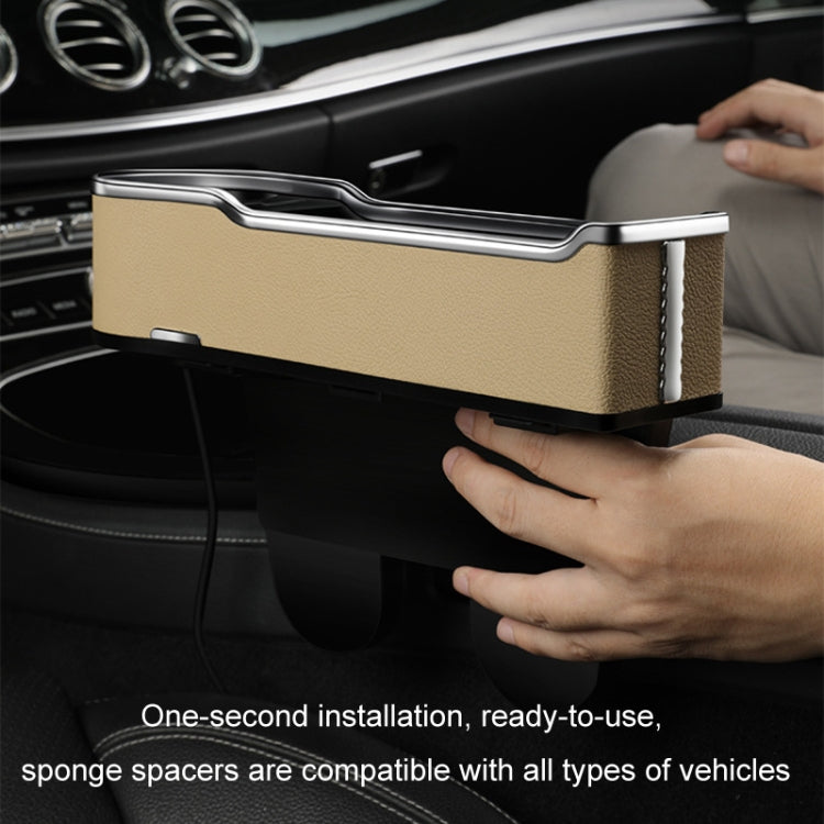 Car Seat Gap Storage Box Multifunctional Mobile Phone USB Charger, Color: QC3.0 Brown - Stowing Tidying by PMC Jewellery | Online Shopping South Africa | PMC Jewellery | Buy Now Pay Later Mobicred